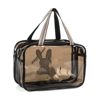 PVC Double-Layer Large-Capacity Wet/Dry Separation Cosmetic Bag Thickened Waterproof Toiletry Swimming Travel Daily Storage Bag