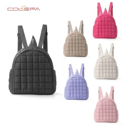 Autumn/Winter Polyester Cotton-Filled Backpack Checkered Fashion Casual Travel Backpack Lightweight Cotton Jacket Women Backpack