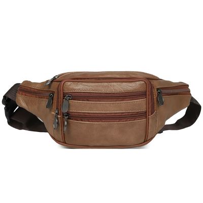 Trending Multifunctional Sports Men's Waist Bag Leather Retro Solid-Color Wallet Portable New-Style Fully Customizable