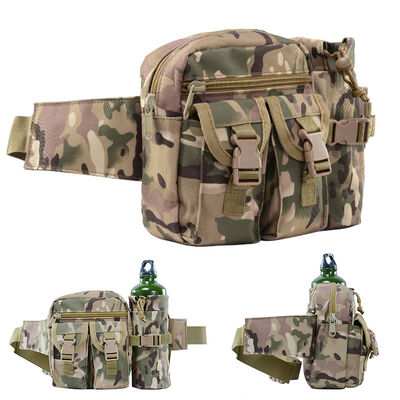 Wholesale Canvas Camo Fishing Multi-Functional Water Bottle Pouch Construction Site Work Sports Outdoor Tactical Men's Waist Bag