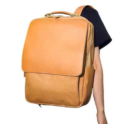 Manufactures Custom Male Brown Washable Kraft Paper Bag Softback Backpack With Front Flap