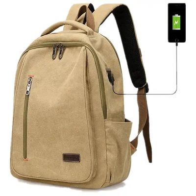 Customized Computer Washable Canvas Backpack Men Women's Travelling Backpack With USB Charging