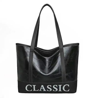 Women Oem Fashion PU Leather Handbags Oversize Green Black Wholesale with Personalized LOGO