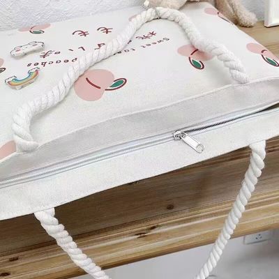 Colefa Customizable Zippered Eco Friendly Canvas Tote Bags With Webbed Handle