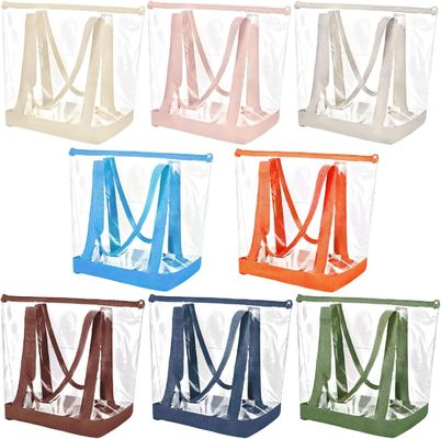 2026 New Customizable Transparent PVC Tote Shopping Bag with Reinforced Seams Colorful Zipper Shopping Laser-Effect Jelly Bag