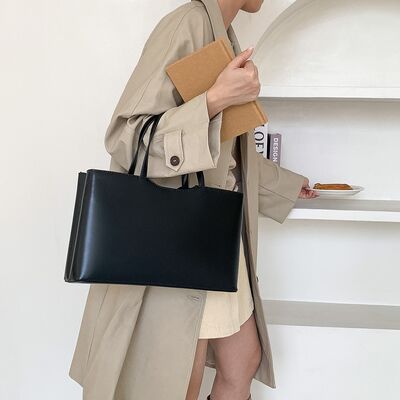 Minimalist Solid-Color Women's Tote Bag Premium-Quality PU Leather Handbag for Daily Commuting Large Capacity Carryall with LOGO