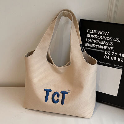 Custom Canvas Tote Bag for Women Large Capacity 2026 New Style Casual Versatile Embroidered Shoulder Handheld Commuting Tote Bag