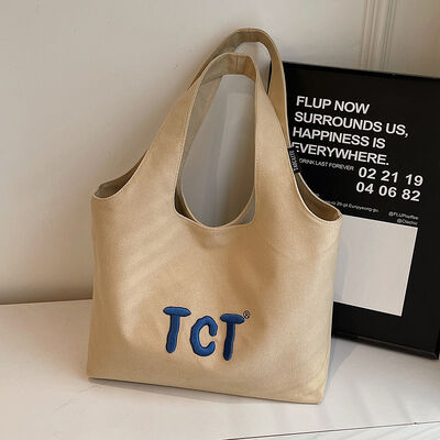 Custom Canvas Tote Bag for Women Large Capacity 2026 New Style Casual Versatile Embroidered Shoulder Handheld Commuting Tote Bag