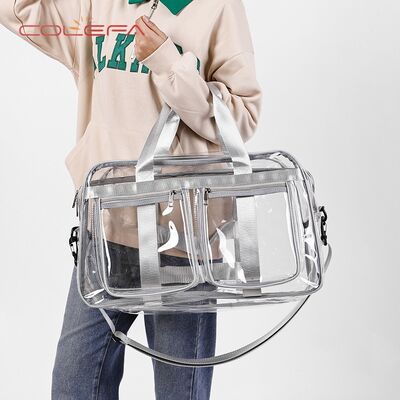 PVC Transparent Travel Tote Bag Women's Large Capacity Shopping Fashionable Personalized Backpack Fully Waterproof Student School Bag