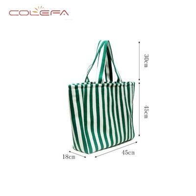 New Arrival Striped Canvas Tote Bag Fashion Popular Multi-Color Large Capacity Women's Tote Bag for Beach & Daily Commuting