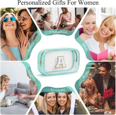 Customized Embroidered Letters Cosmetic Bags PVC Waterproof High-Fashion Makeup Organizer Travel Daily Use Portable Toiletry Bag