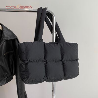 New Custom Color Nylon Cotton-Filled Women's Bag Minimalist Quilted Tote Bag Soft Checkered Shoulder Bag Underarm Tote Bags