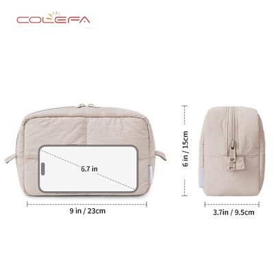 New Quilted Cosmetic Bag Thickened Quilted Washbag Cotton-Filled Fabric Travel Cosmetics Organizer Portable Storage Bag