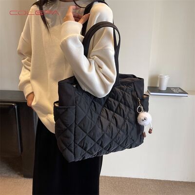 Commuting Tote Bag 2026 Fall/Winter New Style Shoulder Bag Korean Style Cotton-Filled Soft Handle Tote Handbags for Women