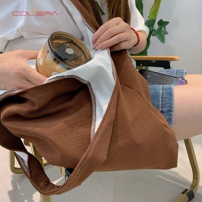 Blank Canvas Tote Bag with Custom Logo Printing Colored Canvas Tote Bag Single-Shoulder Shopping Bag Eco-Friendly Wholesale
