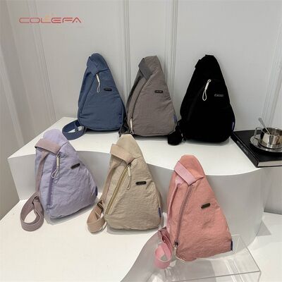 Nylon Triangle-Shaped Chest Waist Bag Fashion Sports 2026 Lightweight Women's Bag New Korean Style Single-Strap Crossbody Bag