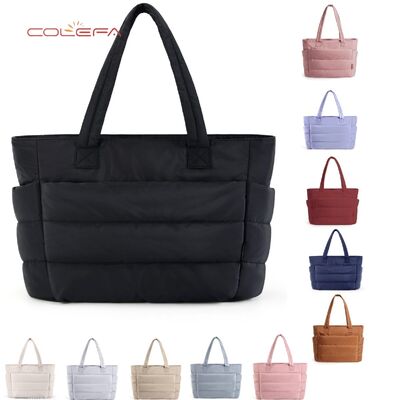 Polyester Cotton-Filled Tote Bags Custom Women's Shoulder Large Capacity Tote Bag Travel Laptop Bag Premium Quality with LOGO
