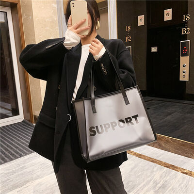 Transparent Jelly Color Tote Bag for Women 2026 PVC New Arrival Trendy Korean Style Fashion Bag Single-Shoulder Printed Tote Bag