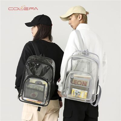 Colefa Manufacturer Direct Transparent PVC Made Backpacks LightWeight Transparent Color Waterproof Large-Capacity Student Backpacks with Customizable Logos