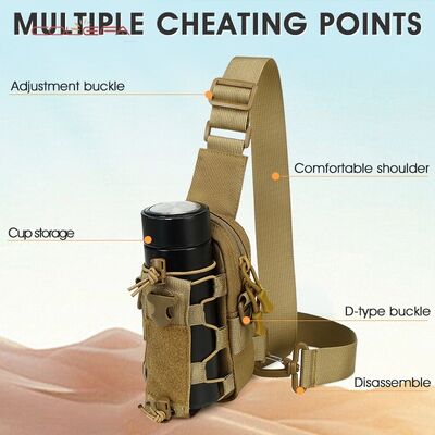 New Customized LOGO Oxford Outdoor Sports Water Bottle Pouch Crossbody Phone Chest Bag Shoulder Strap Small Cup Chect Bags