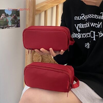 Japanese Minimalist Handheld Pencil Case Large Capacity Nylon Multi-Function Storage Bag Stationery Box Pencil Pouch Wholesale