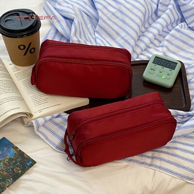 Japanese Minimalist Handheld Pencil Case Large Capacity Nylon Multi-Function Storage Bag Stationery Box Pencil Pouch Wholesale