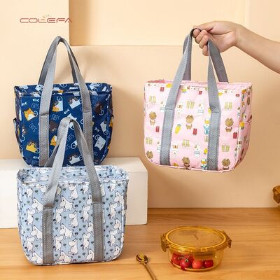 Floral Square-Shaped Lunch Bag Large Capacity Insulated Bag Oxford Lunch Bags Bento Bag Insulated Direct Manufacturer Made