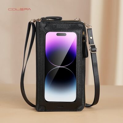 New Touchscreen Phone Case Women's PU Anti-Theft Multi-Functional Crossbody Shoulder Bag Versatile Transparent Mini Phone Pouch