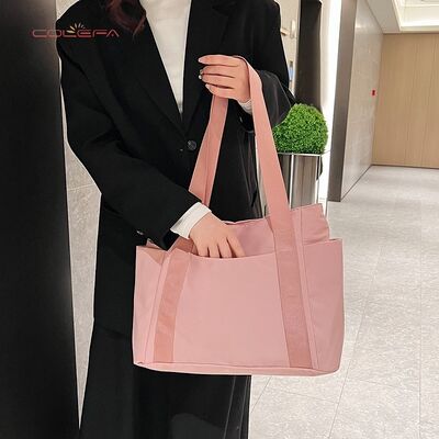 Women's Bag Japanese-Style Solid Color Tote Bag Large Capacity Shoulder Bag Casual Minimalist Mom Bag Canvas Fabric Handbag