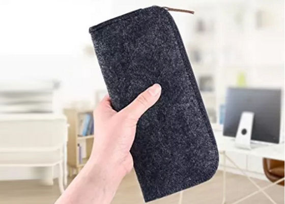 Dark Gray Felt Pencil Pouch Bag Round Shape Pencil Bags For Teens