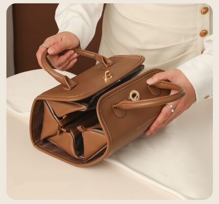 Foldable Niche Portable Retro Luxury Detachable Minimalist Makeup Organizer Bag Waterproof PU Leather Cosmetic Bag 2026New Style