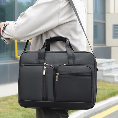 Business Briefcase Men's Laptop Black Bags Canvas Large Capacity Document Business Travel Crossbody Tool Kit with Custom LOGO