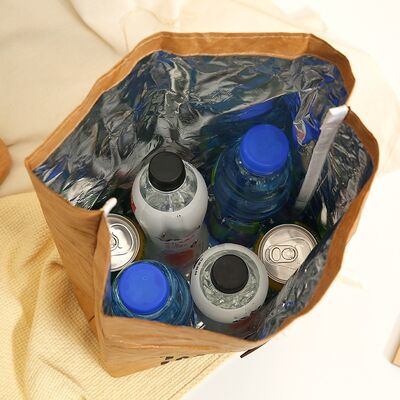 DuPont/Tyvek Paper Bags Black Logo Washable Waterproof Paper Bags Lunch Box Takeout DuPont Paper Insulated Bags Ice Packs