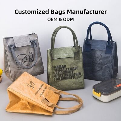Japanese-Style Handheld DuPont Paper Lunch Bag Waterproof Oil-Resistant Insulated Tyvek Lunch Bag Portable for Office Workers