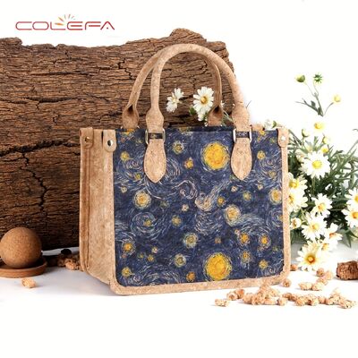 Custom Cork Tote Bag for Women Portuguese Bark Handbag Multi-Purpose Daily Casual 2026 New Handheld Eco-Friendly Style