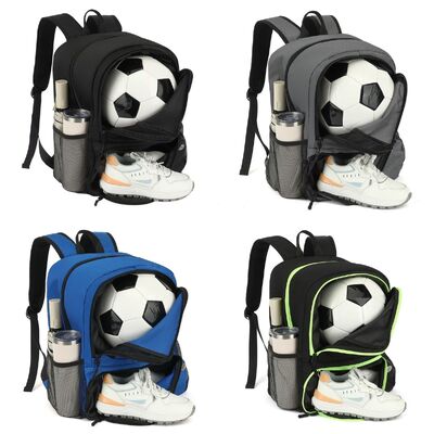 Oxford Black High-Capacity Water-Resistant Sports Backpack Football Training Bag with Dedicated Shoe Compartment Backpack