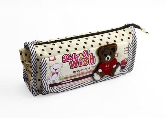 Arbeiten Sie Entwurfsbaumwollsegeltuch-Bleistifttasche mit Reißverschlussstiftkasten für Schüler um